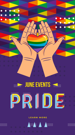 Designvorlage Hand holding Rainbow Heart für Instagram Story