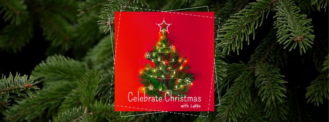 Template di design Christmas Greeting with Decorated Tree on Red Facebook Video cover