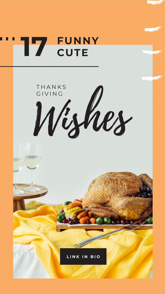 Roasted whole turkey for Thanksgiving day Instagram Story Design Template