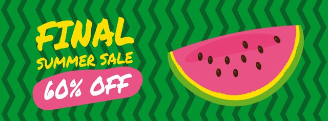 Summer Sale Ad Piece of Watermelon Facebook Video coverデザインテンプレート