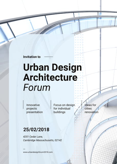 Modèle de visuel Stairs in modern building on Architecture Forum - Invitation