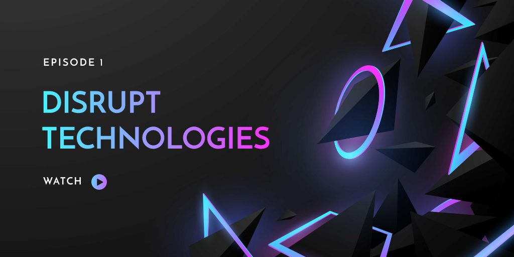 Digital Technologies ad on neon pattern Twitter Tasarım Şablonu