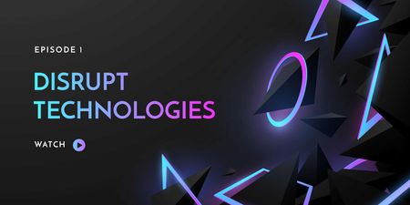 Ontwerpsjabloon van Twitter van Digital Technologies ad on neon pattern