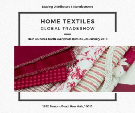 Ontwerpsjabloon van Large Rectangle van Home Textiles Event Announcement in Red