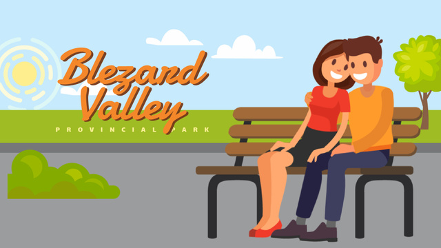 Couple Hugging on a Bench in Park Full HD video Design Template