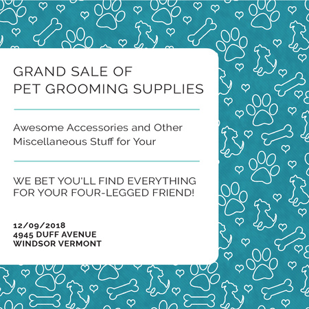 Pet Grooming Supplies Sale with animals icons Instagram AD Modelo de Design