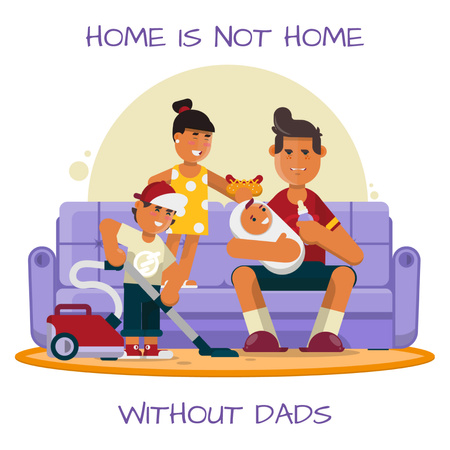 Family with kids at home Animated Post Design Template