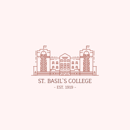 College Campus Building Icon Logo Design Template