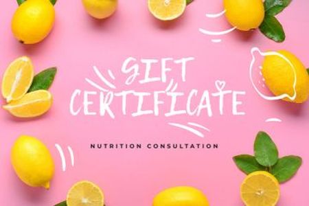 Plantilla de diseño de Nutrition Consultation offer in Lemons frame Gift Certificate 