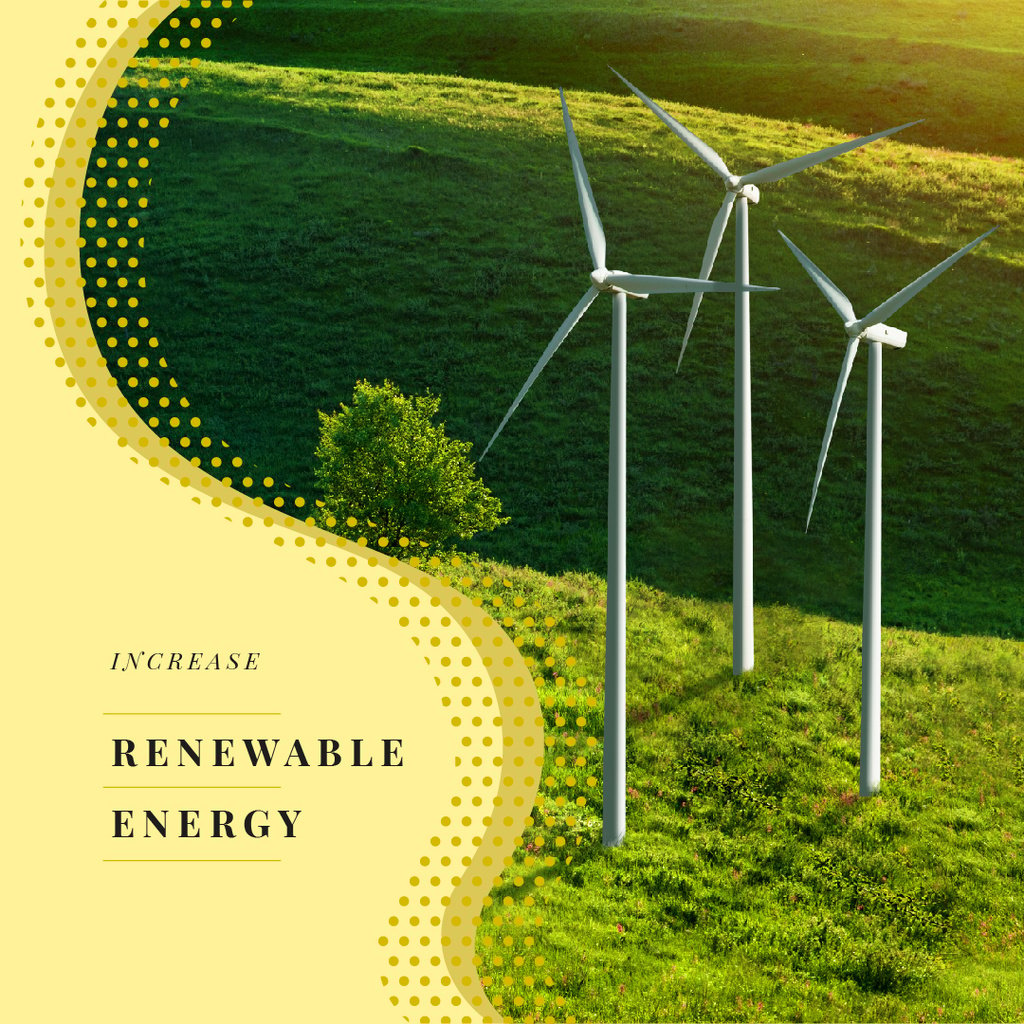 Renewable Energy Wind Turbines Farm Instagram ADデザインテンプレート