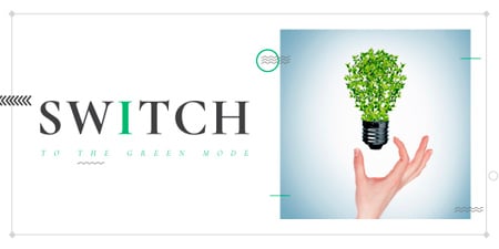 Eco Technologies Concept with Light Bulb and Leaves Twitter Šablona návrhu