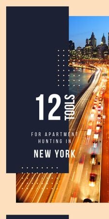 Night city traffic lights in New York Graphic Design Template