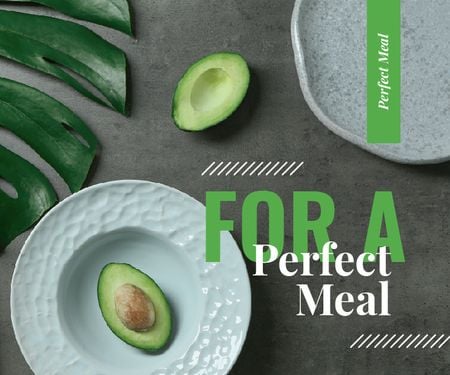 Green Avocado Halves on Table Large Rectangle Design Template