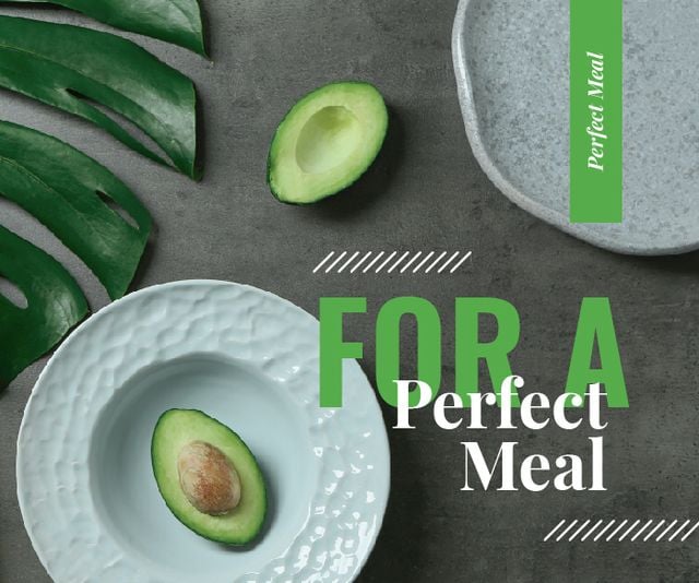 Designvorlage Green Avocado Halves on Table für Large Rectangle