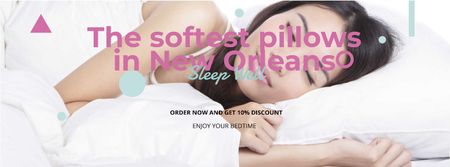 Template di design The softest pillows with sleeping Girl Facebook cover