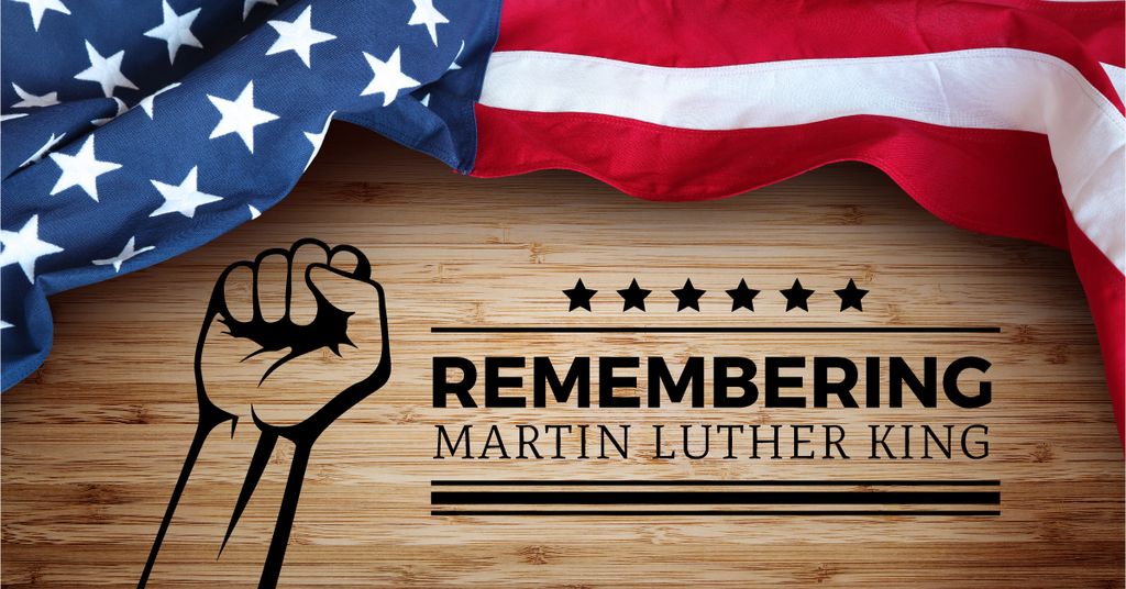 Plantilla de diseño de Martin Luther King day with American Flag Facebook AD 