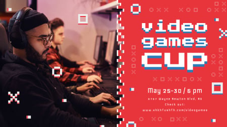 People Playing Video Game at championship FB event cover Design Template