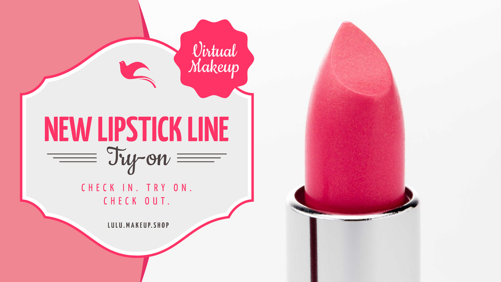 Cosmetics Promotion with Pink Lipstick FB event cover – шаблон для дизайна