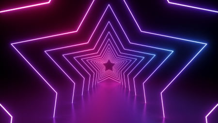 Glowing Neon Stars tunnel Zoom Background Design Template