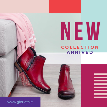 Modèle de visuel New Collection Ad with Red ankle boots - Instagram
