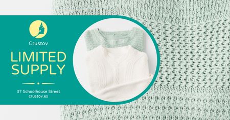 Warm Knitted Sweaters in Blue Facebook AD Design Template