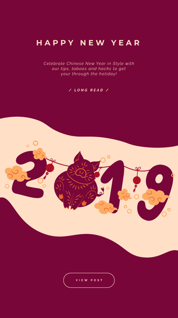 Happy Chinese Pig New Year Instagram Video Story Modelo de Design