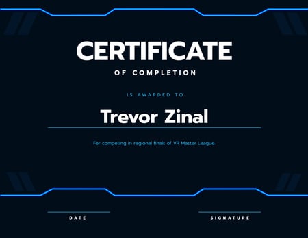 VR game Duel Completion confirmation Certificate Design Template