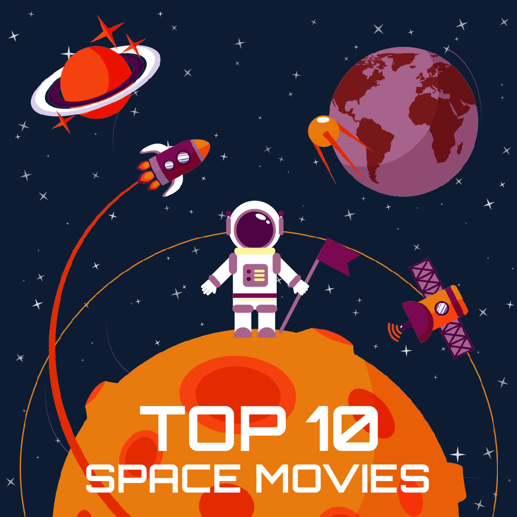Space movies with Astronaut Instagram Design Template