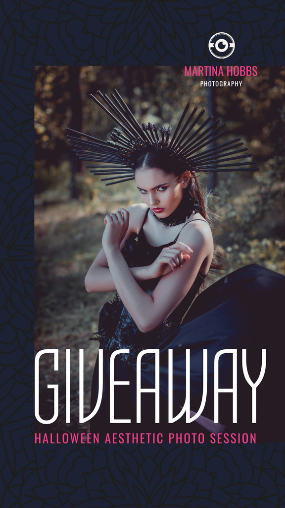 Template di design Halloween Photo Session Giveaway Woman in Costume Instagram Story