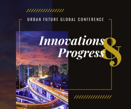 Urbanism Conference Announcement City Traffic Lights Large Rectangle Tasarım Şablonu