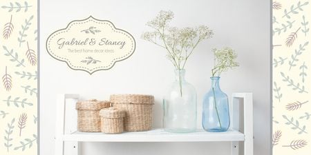 Designvorlage Home Decor Advertisement with Vases and Baskets für Twitter