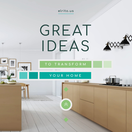 Modern Home Kitchen Interior in White Animated Post Design Template