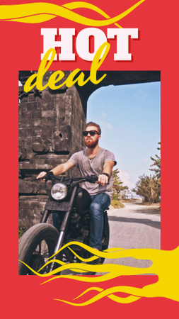 Man Riding Motorcycle on a Road Instagram Video Story Design Template