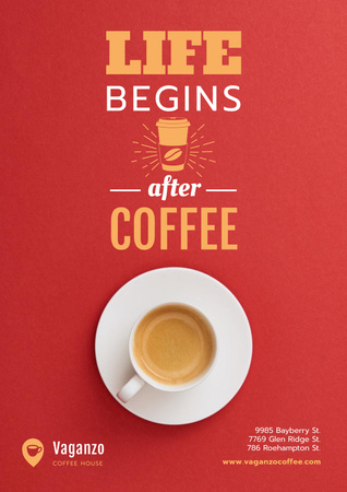 Platilla de diseño Coffee Quote with Cup in Red Poster