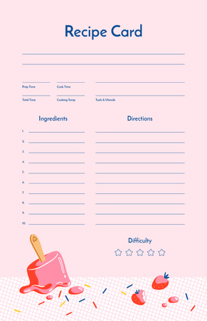 Template di design Melted strawberry Ice Cream Recipe Card