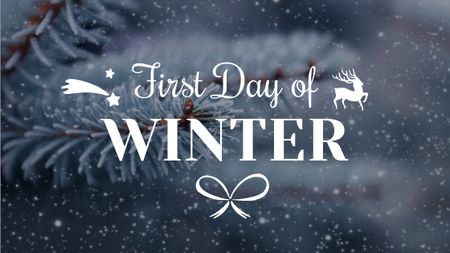 First Day of Winter Greeting Frozen Fir Title – шаблон для дизайну