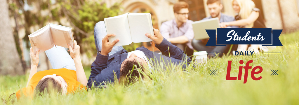 Students Reading Books on Lawn Tumblr – шаблон для дизайна