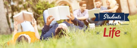 Students Reading Books on Lawn Tumblr Šablona návrhu