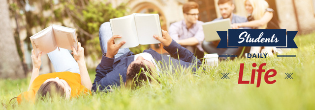 Students Reading Books on Lawn Tumblr Design Template