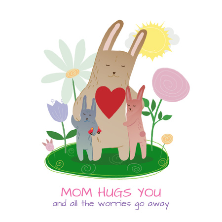 Bunny hugging its kids Animated Post tervezősablon