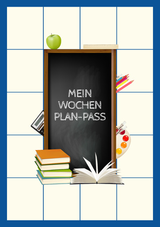 School Week Plan with Stationery Poster Design Template