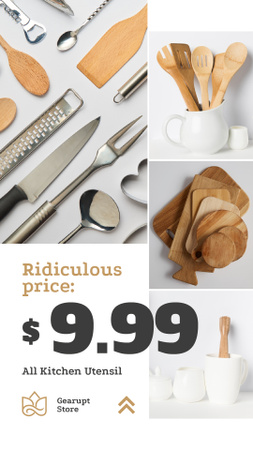 Kitchenware Ad Wooden Utensils Set Instagram Story Design Template