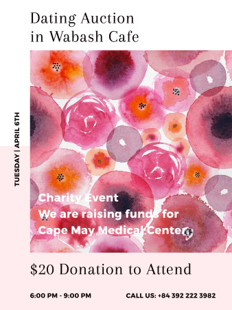 Platilla de diseño Dating Auction announcement on pink watercolor Flowers Poster US