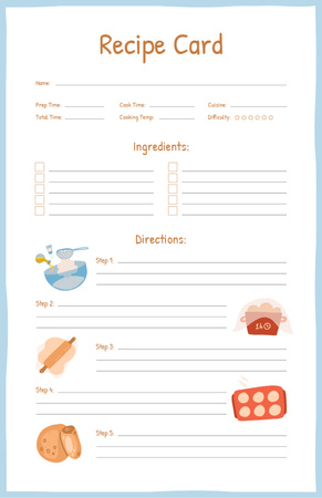Dough Cooking Steps Recipe Card Modelo de Design