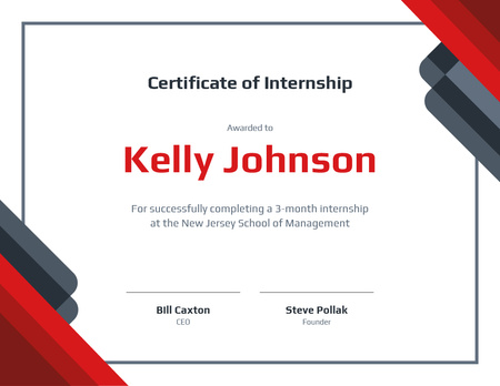 Business School Internship in Red and White Certificate Πρότυπο σχεδίασης