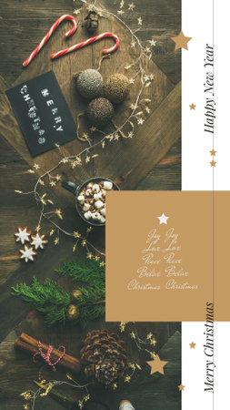 Plantilla de diseño de Christmas decorations and cup with cocoa Instagram Story 