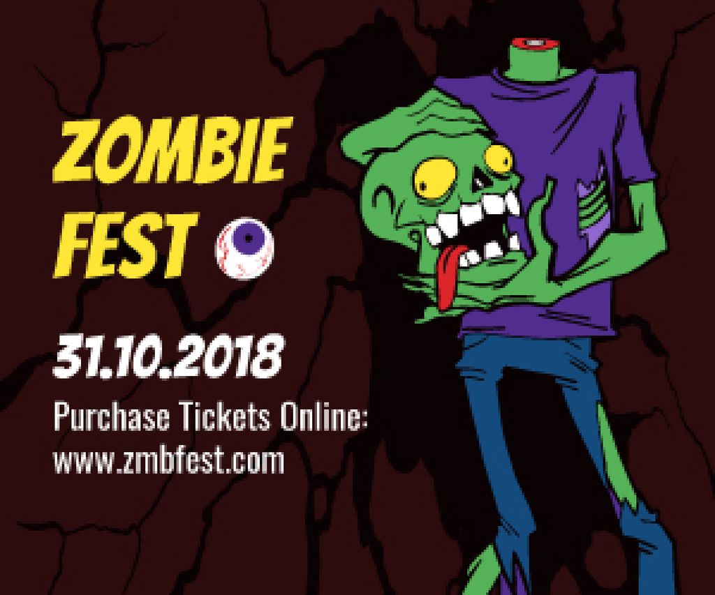 Halloween scary zombie Medium Rectangle Design Template