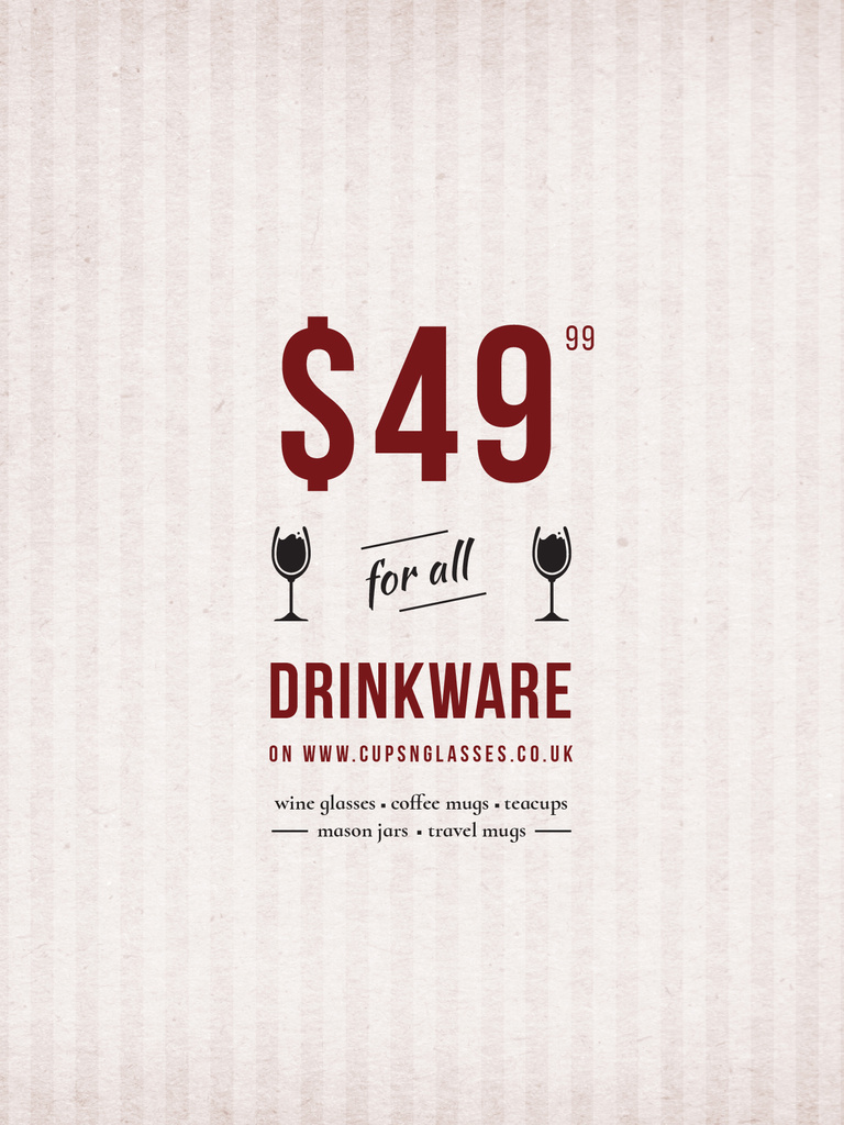 Drinkware Sale Glass with red wine Poster US Design Template