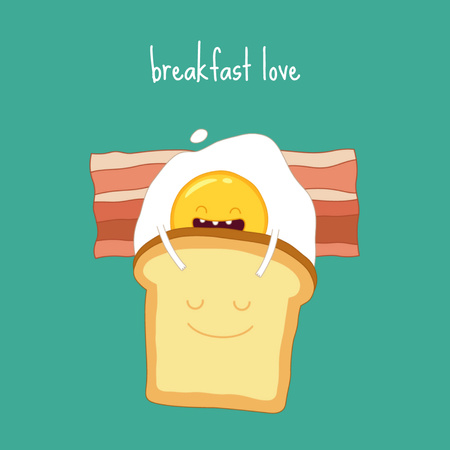 Egg and toast funny cartoon characters Animated Post Design Template