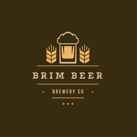 Brewery Ad with Glass of Beer in Yellow Logo Design Template